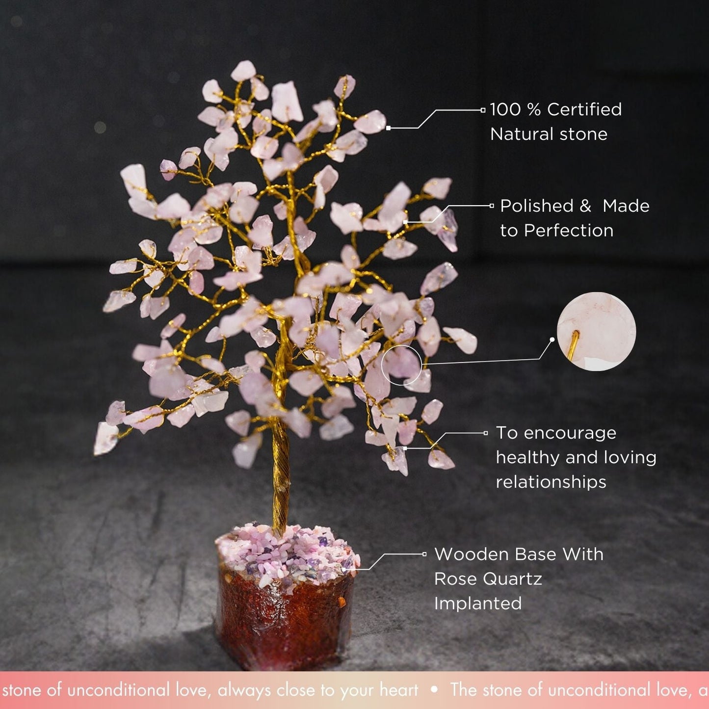 Rose Quartz Natural Stone Tree